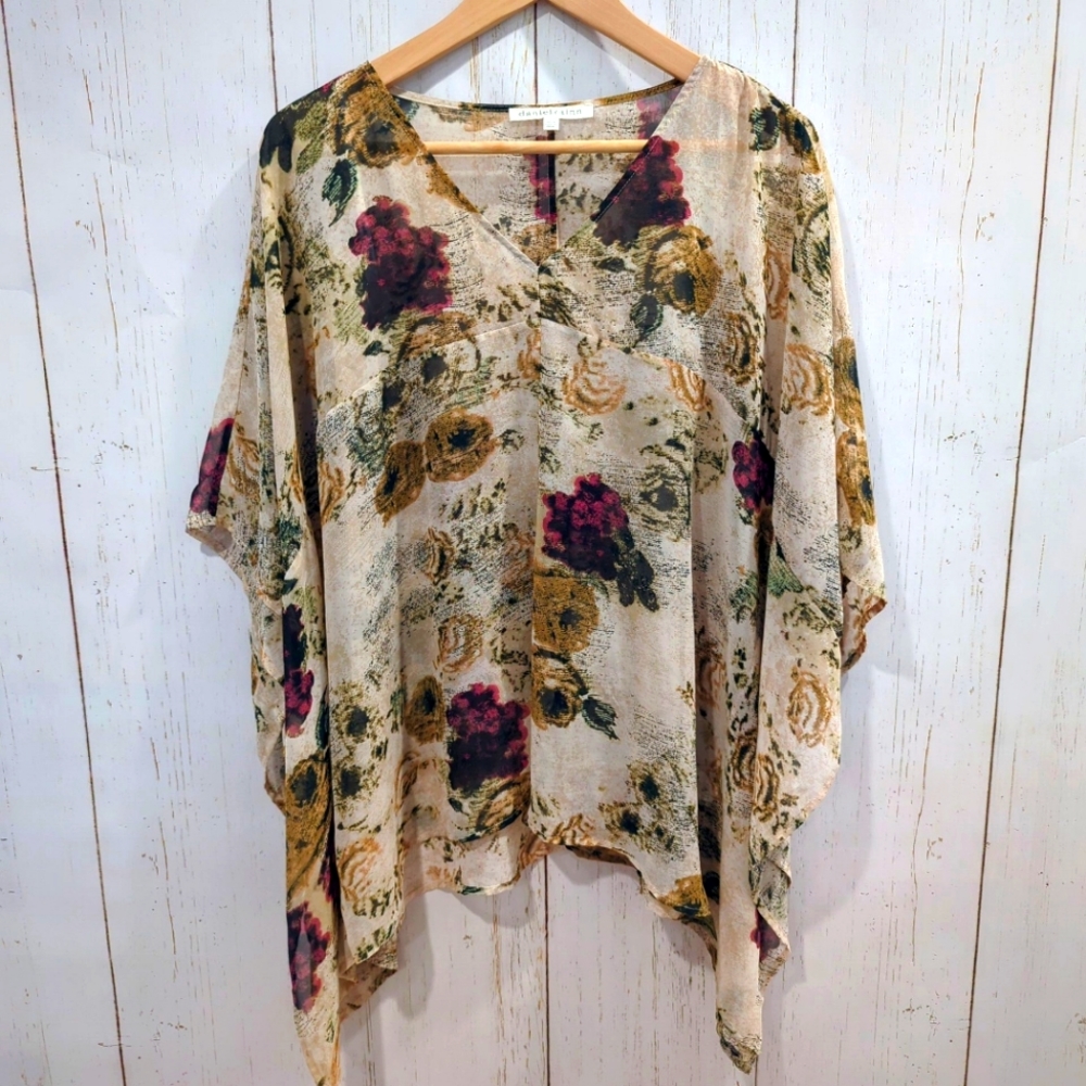 Daniel Rainn Kimono Sleeve Rose Blouse Size XS/S
